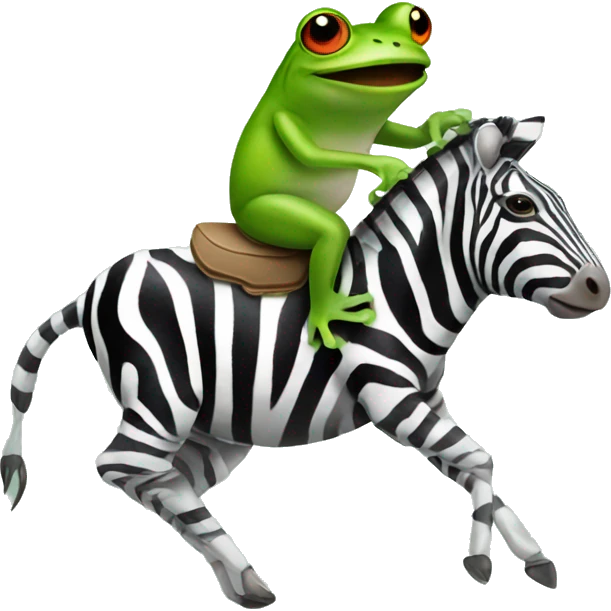 Frog riding a zebra emoji