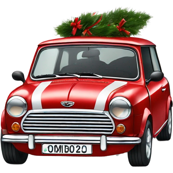 red mini cooper clubman decorated for xmas emoji