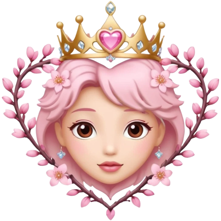 heart with sakura flowers and a sparkling tiara emoji