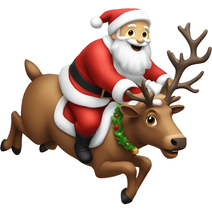 Santa flying on a raindeer emoji