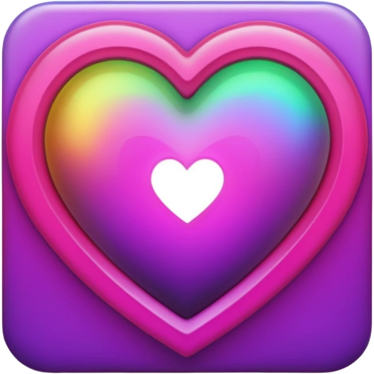 heart with layers of purple, hot pink, amber, light green, and dark purple emoji