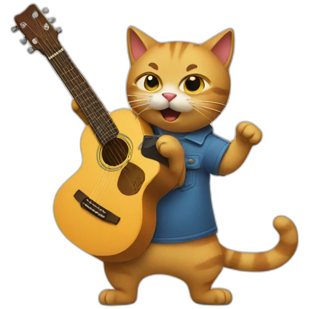 cat playing guitar emoji