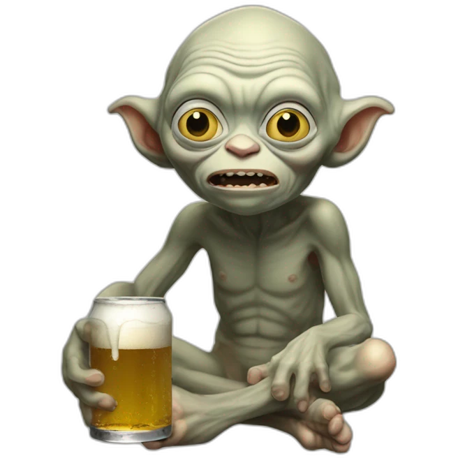 Gollum avec une choppe de bière emoji