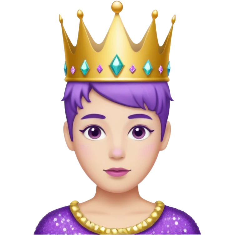 purple non-binary people glitter crown emoji