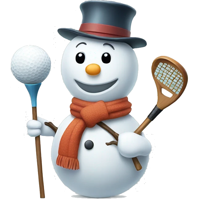 Snowman holding golf club emoji