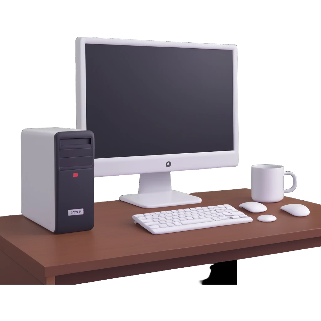 desktop computer on an office desk emoji