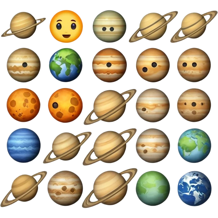 12 planets emojis I need a line for each planet mercury emoji