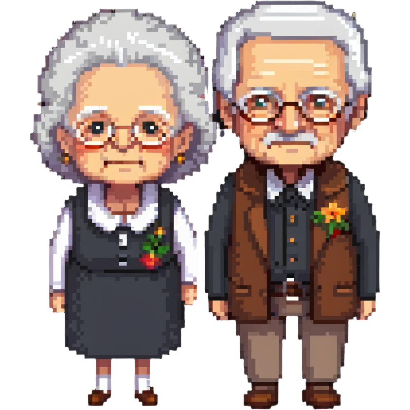 elderly white grandmother and grandfather together emoji