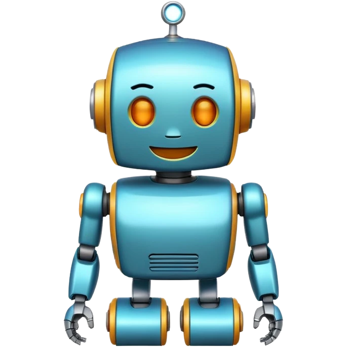 A friendly robot in the style of Apple emojis, with a clean and simple design, featuring bright colors and a smiling face. emoji