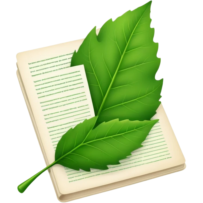 document with text and a leaf emoji