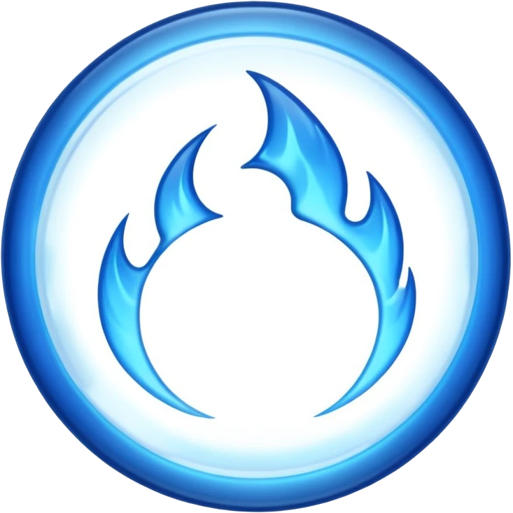 A minimalist CD disc with a subtle blue fire design, emoji style, blue fire, variation 3 emoji