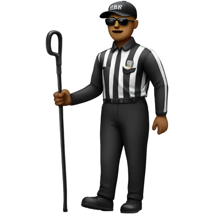 Referee with dark glasses and walking cane emoji
