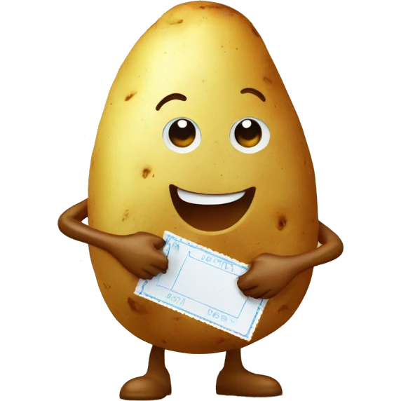 potato is holding a stamp in his hands emoji