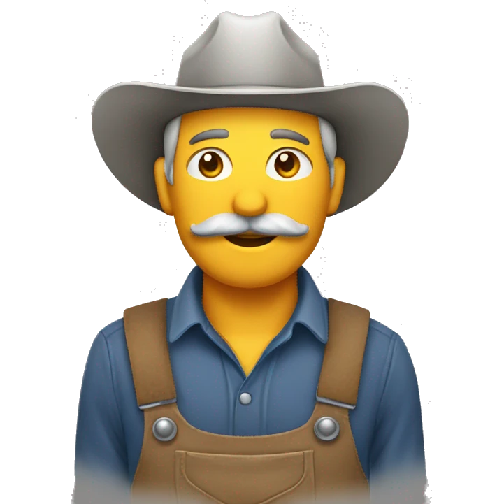 Farmer gray mustache wearing cap with  emoji