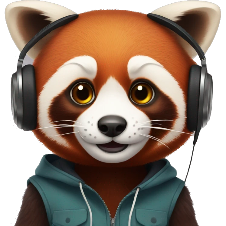 red panda wearing headphones emoji