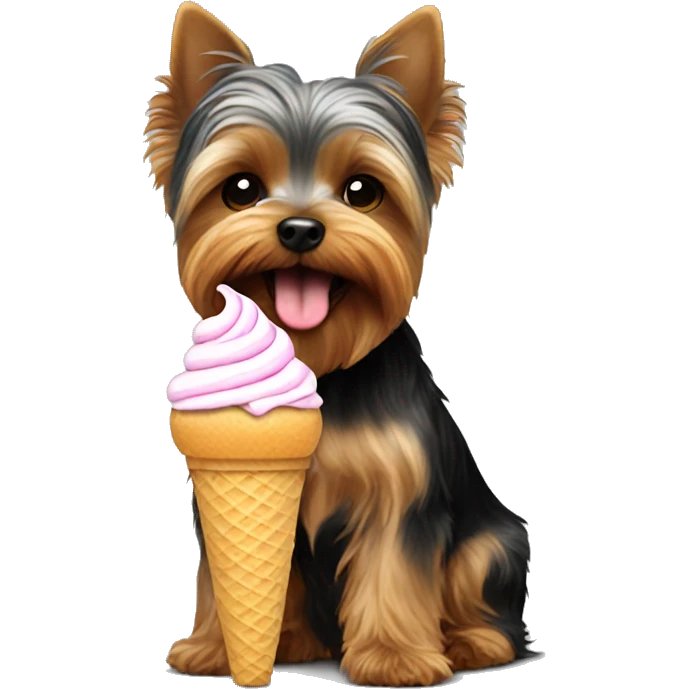 Yorkie eating icecream emoji