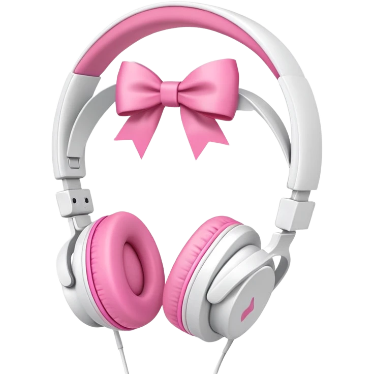 White headphones with pink bow emoji