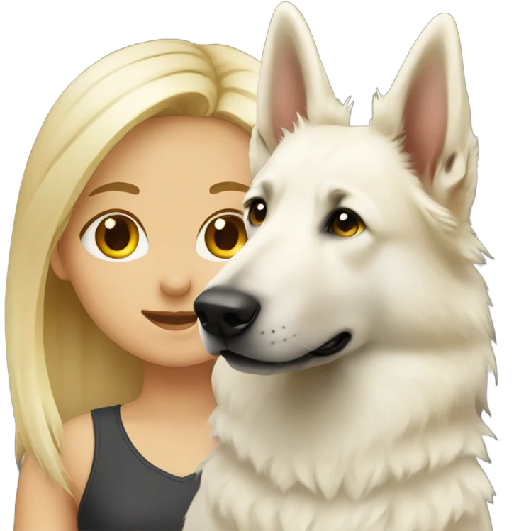 blonde girl and white shepherd emoji