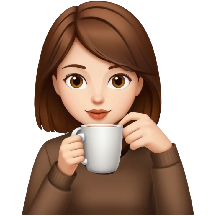 chica pelo castaño bebiendo café  emoji