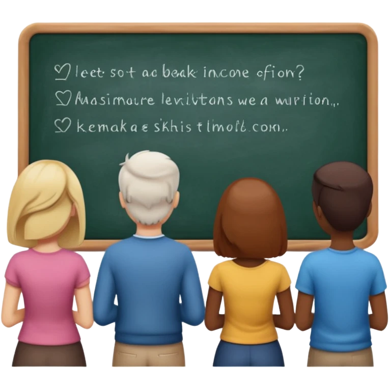 personas viendo una pizarra emoji