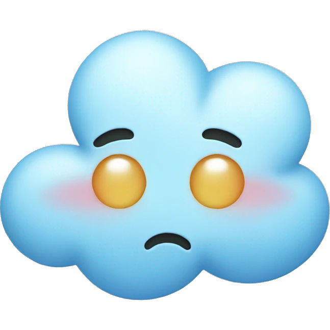 Cute sad blue cloud with blush  emoji