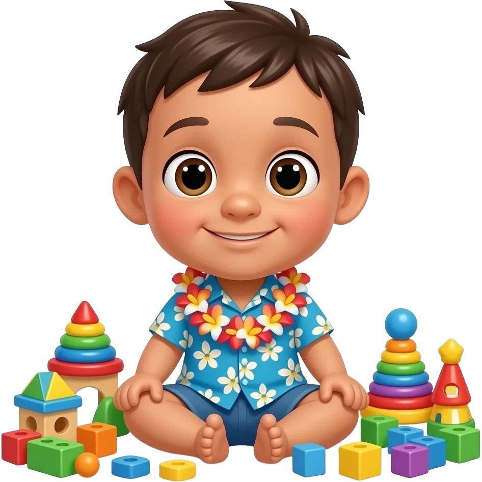 Baby boy Hawaiian menehune in preschool emoji