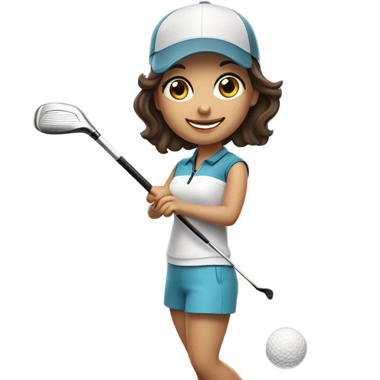 Cute brunette girl playing golf emoji