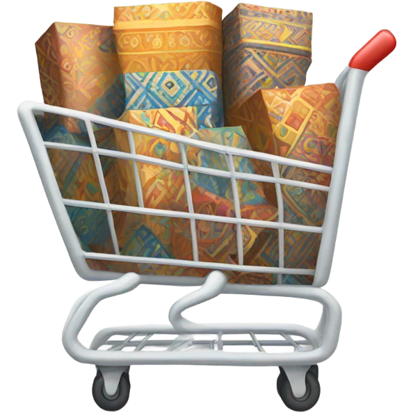 Boho style shopping cart with boxes emoji