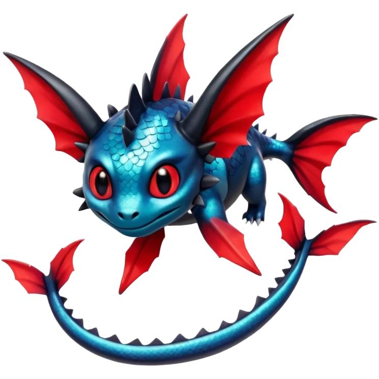 Shiny Red And Black Colorful Vaporeon-Toothless-Fakémon-hybrid-creature (full body)  emoji