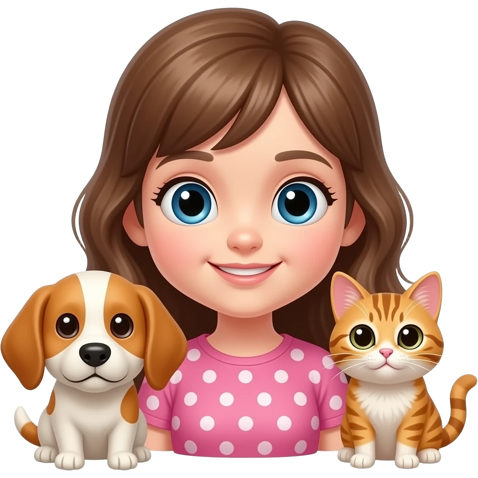 Girl with dog & cat emoji