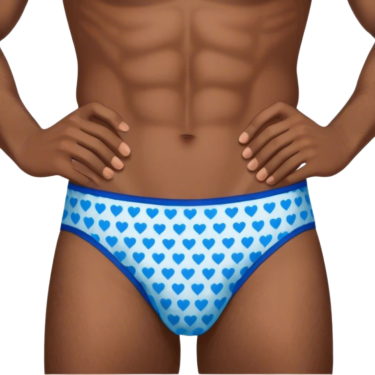 Blue heart patterned men’s briefs brown skin emoji