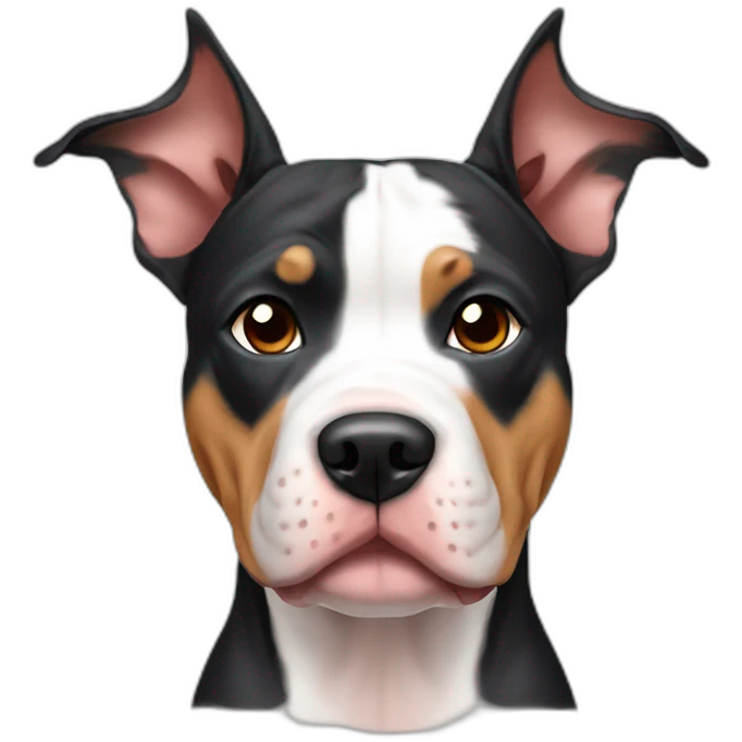 tri color pitbull dog cropped ears emoji