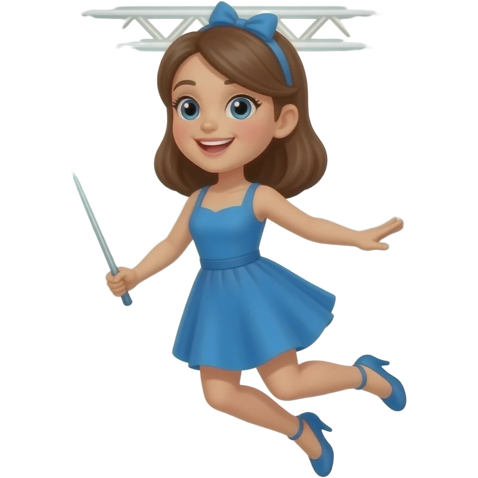 Stage flying wires gil in blue dress emoji