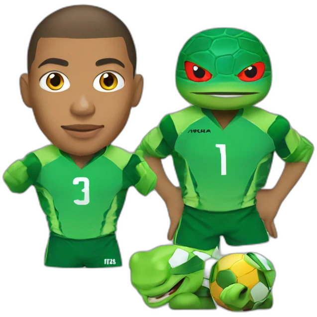 mbappe with the face of ninja turtle with football kit  kit emoji