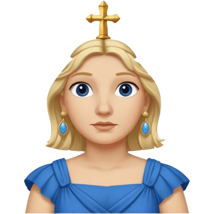 Ancient Roman woman with earrings and blonde hair, blue drees emoji
