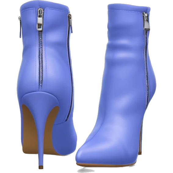 Realistic isolated top view of a pair of periwinkle zippered stiletto ankle bootie boots.  emoji