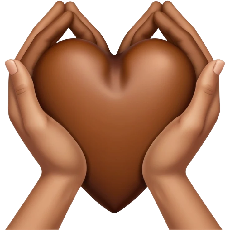 A heart made of hands inside a brown heart emoji