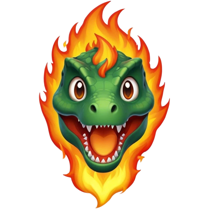 dinosaur face on fire emoji