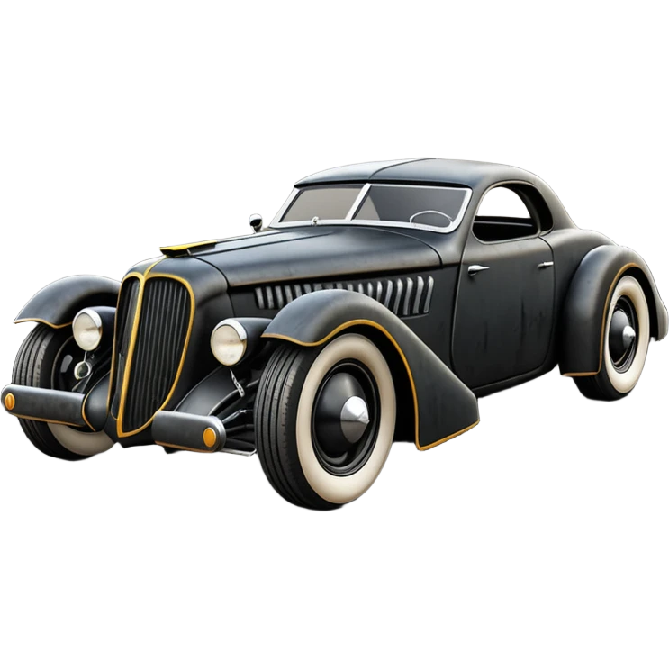  the animated series Batmobile loosely based on 1936 cord 812 (flat long faceted body) stealthy understated rat rod  emoji