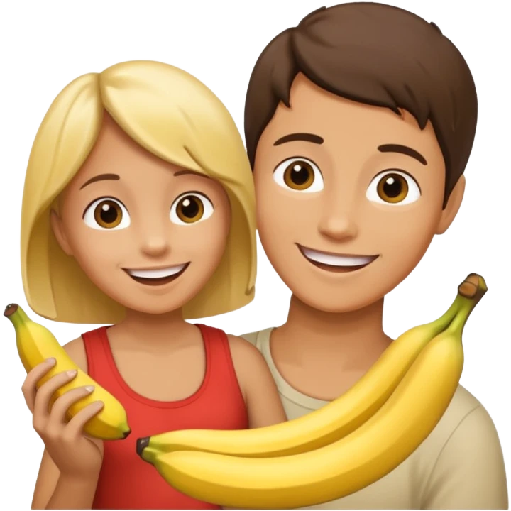 create a mother and boy mother giving banna to his son emoji