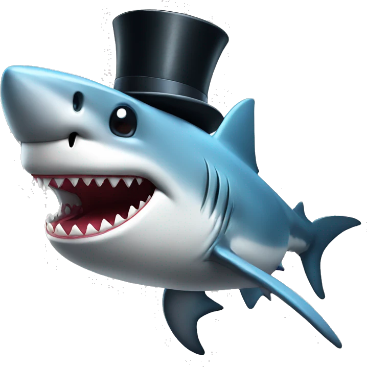 Shark with a top hat emoji