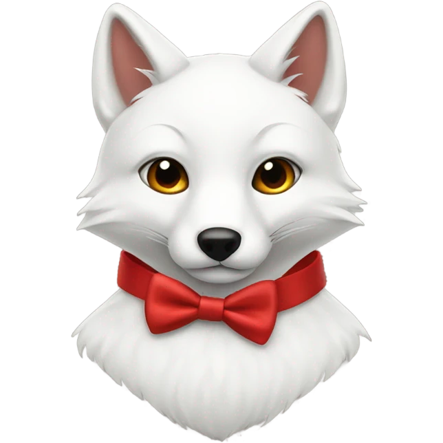 white fox with red bow tie emoji