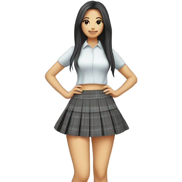 Grey tartan pleated mini skirt, isolated emoji