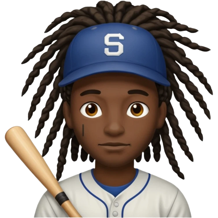dreadlock baseball player black emoji