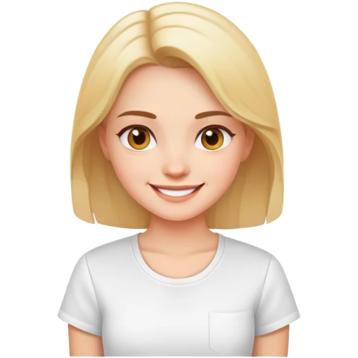 smiling girl in white shirt emoji