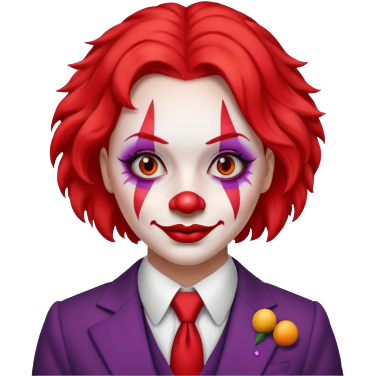 female Clown with a tie and suit emoji