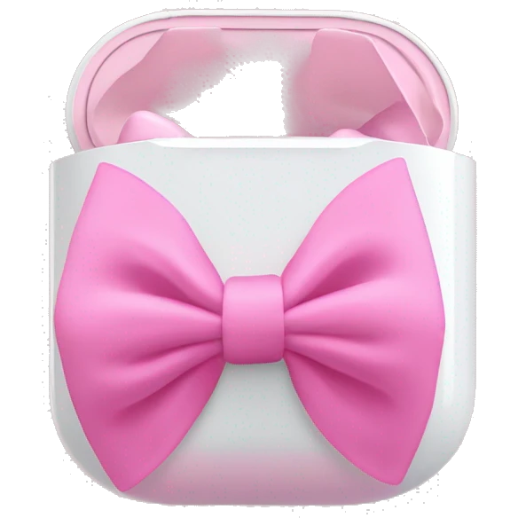 A pink ribbon on airpod max emoji