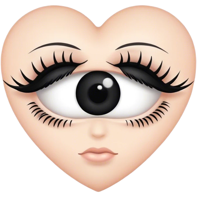 Black heart with one eye with eyelashes  emoji