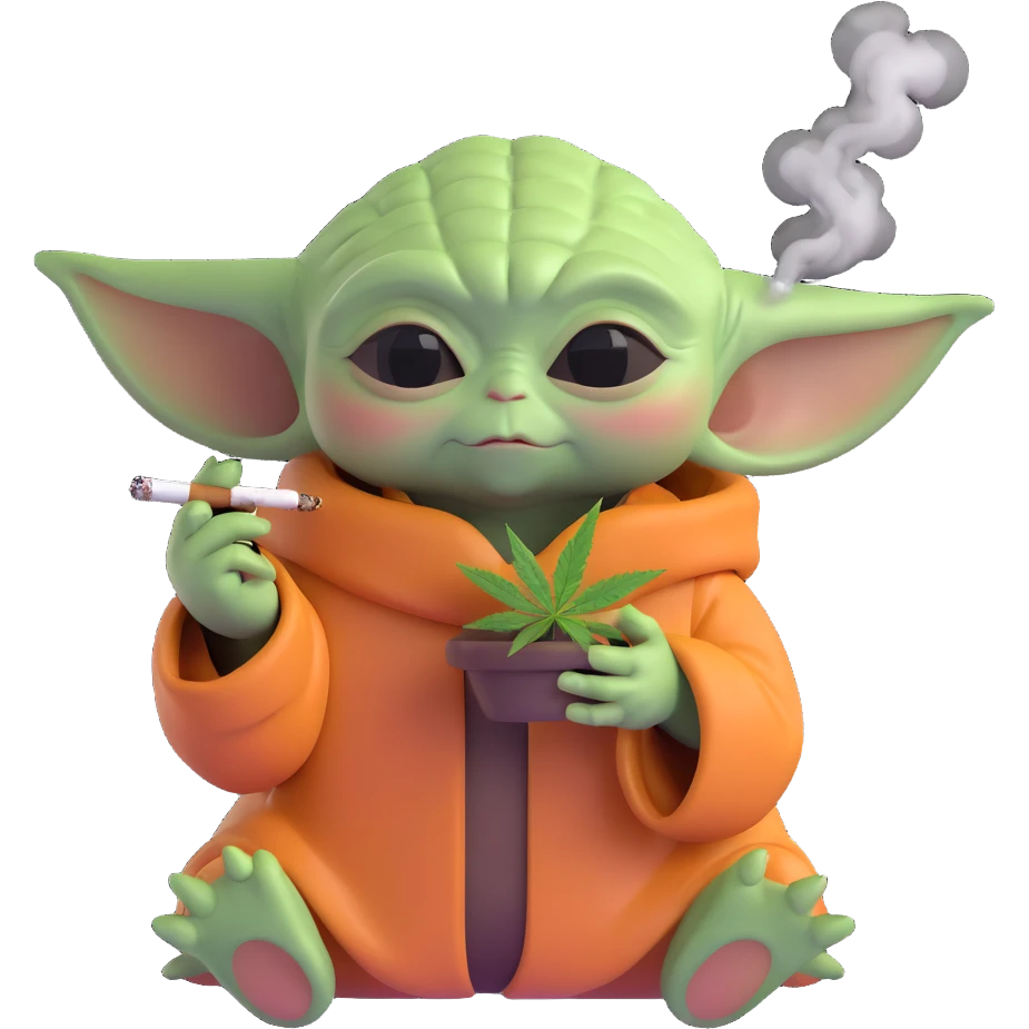 baby yoda smoking cannabis emoji