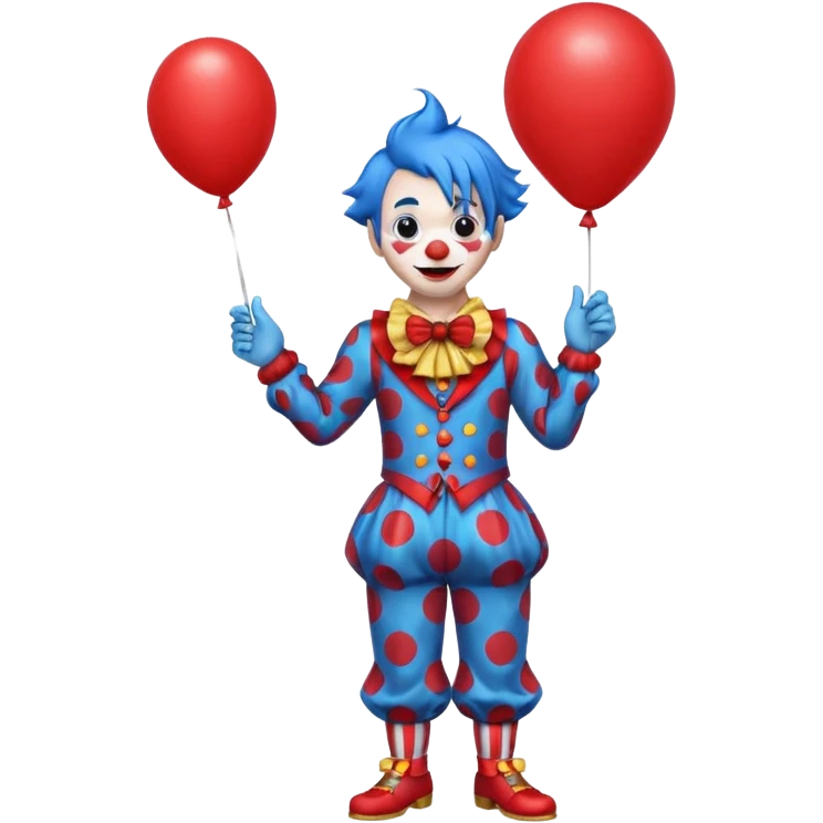 circus clown blue hair with balloon ffullbody emoji